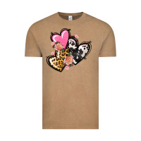Vintage Coffee Pink glitter leopard cowhide hearts Valentine's Vintage Tee - FaDigitalArtStudio