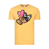 Vintage Mustard Pink glitter leopard cowhide hearts Valentine's Vintage Tee - FaDigitalArtStudio