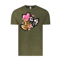 Vintage Olive Pink glitter leopard cowhide hearts Valentine's Vintage Tee - FaDigitalArtStudio