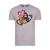 Vintage Zinc Pink glitter leopard cowhide hearts Valentine's Vintage Tee - FaDigitalArtStudio