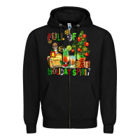 Black full of holiday spirit Zipper Hoodie - AdoDesignShop