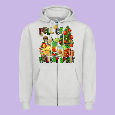 Full Of Holiday Spirit Zipper Hoodie Designed By Adodesignshop