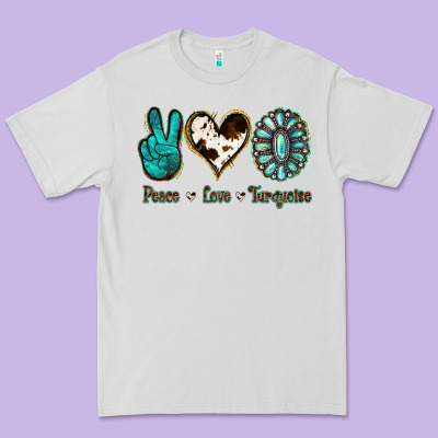 Peace Love Turquoise Premium Tee Designed By Jasminsmagicworld