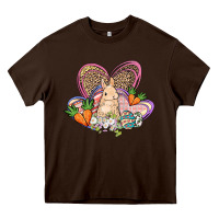 Chocolate Brown Easter heart Easter Day Heavy Core Tee - HowdyJamesFarm