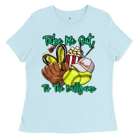 Baby Blue Take me out to the ballgame Ladies Tee - HowdyJamesFarm