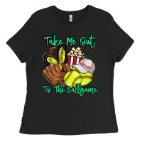 Black Take me out to the ballgame Ladies Tee - HowdyJamesFarm