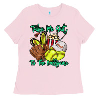Bubblegum Pink Take me out to the ballgame Ladies Tee - HowdyJamesFarm