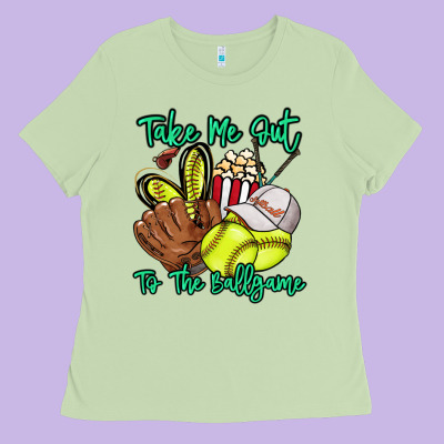 Take Me Out To The Ballgame Ladies Tee Designed By Howdyjamesfarm
