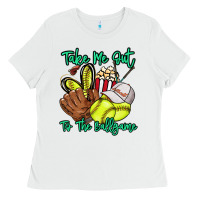 White Take me out to the ballgame Ladies Tee - HowdyJamesFarm