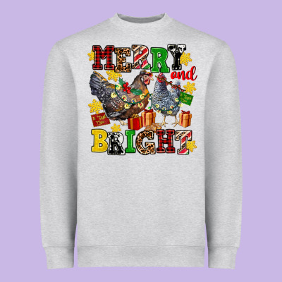 Chicken Merry And Bright Heavyweight Sweatshirt Designed By Adodesignshop