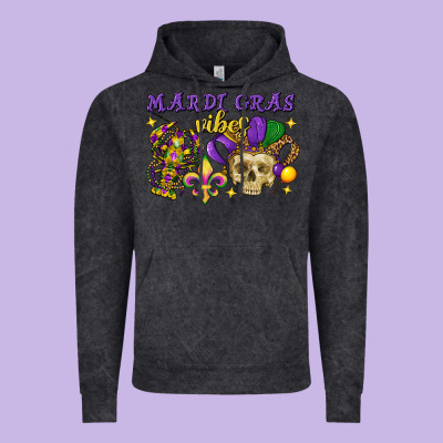 Mardi Gras Vibes Skull Vintage Hoodie Designed By Fadigitalartstudio