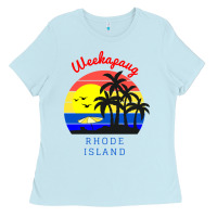 Baby Blue weekapaug, rhode island sunset Ladies Tee - artisFamous