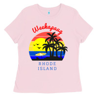 Bubblegum Pink weekapaug, rhode island sunset Ladies Tee - artisFamous