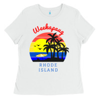 White weekapaug, rhode island sunset Ladies Tee - artisFamous
