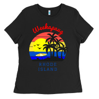 Black weekapaug, rhode island sunset Ladies Tee - artisFamous