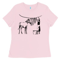Bubblegum Pink Banksy Zebra Ladies Tee - artisFamous