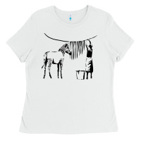 White Banksy Zebra Ladies Tee - artisFamous