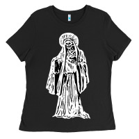 Black santa muerte blanca Ladies Tee - artisFamous