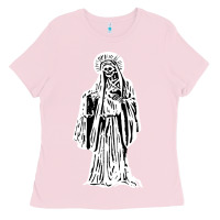 Bubblegum Pink santa muerte blanca Ladies Tee - artisFamous