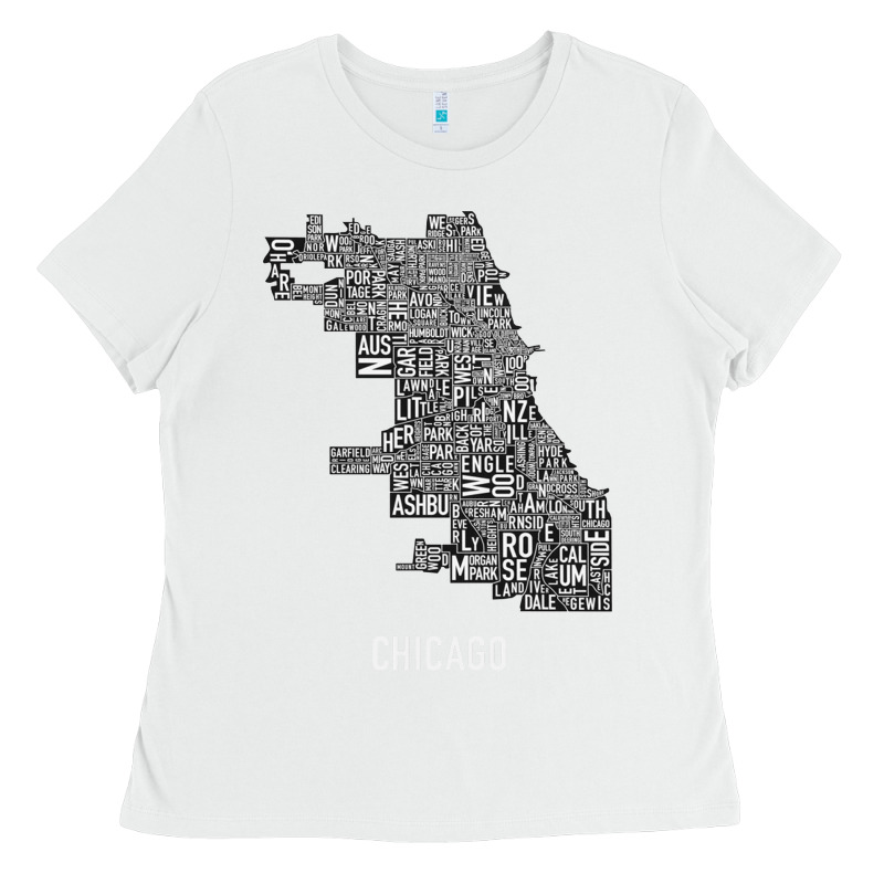 Chicago Typography Neighborhood Map Ladies Tee by artisFamous | Teevron