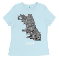 Baby Blue chicago typography neighborhood map Ladies Tee - artisFamous