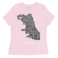 Bubblegum Pink chicago typography neighborhood map Ladies Tee - artisFamous