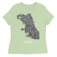 Matcha chicago typography neighborhood map Ladies Tee - artisFamous