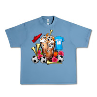 Pebble Blue Soccer Cold Drink Frappe Urban Heavy Tee - FaDigitalArtStudio