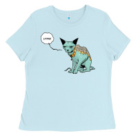 Baby Blue lying cat Ladies Tee - artisFamous