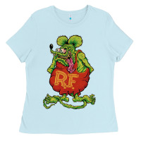 Baby Blue classic rat fink Ladies Tee - artisFamous