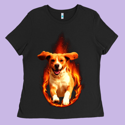 Dog In Fire Ladies Tee Designed By Artisfamous