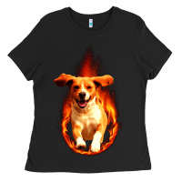 Black Dog In Fire Ladies Tee - artisFamous