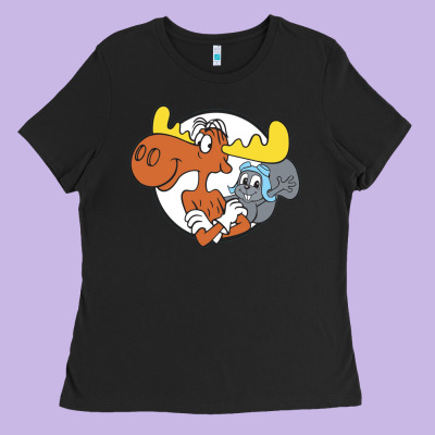Vintage Rocky And Bullwinkle Ladies Tee Designed By Artisfamous