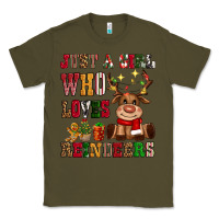 Army Green just a girl who loves reindeers Classic Tee - CowGirlArtShop