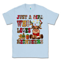 Dusty Blue just a girl who loves reindeers Classic Tee - CowGirlArtShop