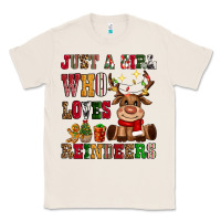 Natural just a girl who loves reindeers Classic Tee - CowGirlArtShop