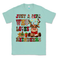 Seafoam just a girl who loves reindeers Classic Tee - CowGirlArtShop