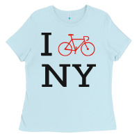 Baby Blue i bike ny funny bike Ladies Tee - artisFamous