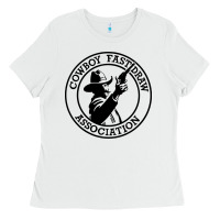 White cowboy fast draw association Ladies Tee - artisFamous