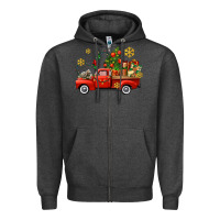 Charcoal Heather Christmas truck Zipper Hoodie - AdoDesignShop