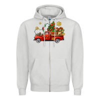 Dove Grey Christmas truck Zipper Hoodie - AdoDesignShop