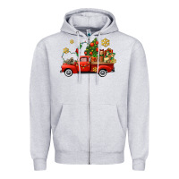 Heather Grey Christmas truck Zipper Hoodie - AdoDesignShop