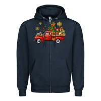 Navy Christmas truck Zipper Hoodie - AdoDesignShop