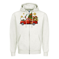 Oatmeal Heather Christmas truck Zipper Hoodie - AdoDesignShop