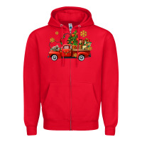Red Christmas truck Zipper Hoodie - AdoDesignShop