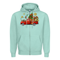 Seafoam Christmas truck Zipper Hoodie - AdoDesignShop