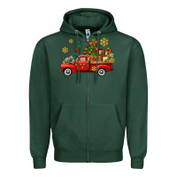 Sports Green Christmas truck Zipper Hoodie - AdoDesignShop