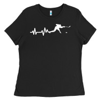 Black hockey player heartbeat ice Ladies Tee - artisFamous
