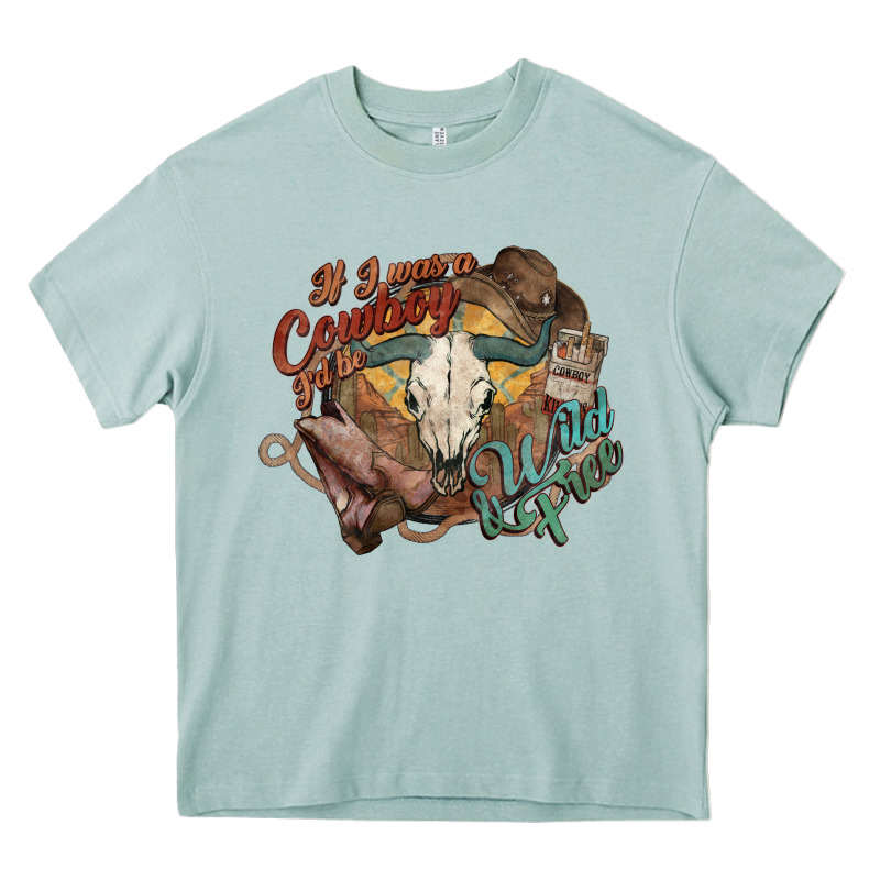 Cowboy Wild And Free Western Heavy Core Tee by HowdyJamesFarm | Teevron