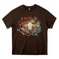 Chocolate Brown Cowboy wild and free western Heavy Core Tee - HowdyJamesFarm